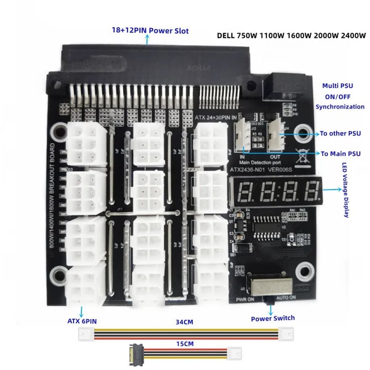 M05K 12 Ports PCIe 6Pin Connec - 2400W Server Psu Breakout Board ulasan dan harga
